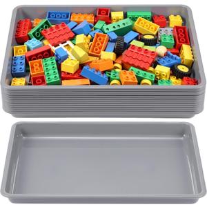Maitys 15 Pack Plastic Art Trays 12 x 16 Inch Activity Crafts Trays Sensory Tray DIY Projects, Painting, Beads, Jewelry Office Home Organizer Arts and Crafts Supplies(Gray)