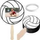 Novabright 12 Pcs Volleyball Fans Volleyball Picture Frame Fans Handle Double Sided Photo Props Blank DIY Photo Frame for High School College Sports Theme Party Favor