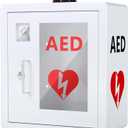 AED Defibrillator Wall Mounted Cabinet, Metal Steel Plate Storage Cabinet with Alarm and Light, fits All Brands Cardiac Science, 14.2'' x 7.9'' x 15.8''