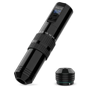 RHEIN Tattoo Rotary Pen Machine, Tattoo Gun with 7 Adjustable Stroke and1400mAh Power Supply, Coreless Motor Digital LED Display for Professional Artists & Beginners RN-M2-E40-1