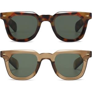 PORADAY Square Sunglasses for Women Men Trendy Thick Frame Sun Glasses Black Shades