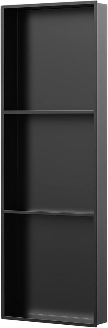 Shower Niche 8" X 36" Black, 3 Shelves Wall Niche Stainless Steel Recessed Shower Shelf for Bathroom Storage, No Tile Needed Over Mount Installation