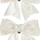 PATIKIL Women Bow Shoe Clips, 2 Pcs Satin Elegant Detachable Bowknot Shoe Clips, Cute Embellishment Shoe Buckle for Decoration Wedding Party Beige