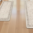 Pauwer Anti Fatigue Kitchen Floor Mats Set of 2, PVC Foam Padded Kitchen Rugs, Non Slip Cushioned Comfort Standing Mat, Waterproof Sink Rug for Small Kitchen Area, Laundry Room, Khaki