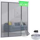 TheFitLife Fiberglass Magnetic Screen Door - Heavy Duty Mesh with Full Frame Hook and Loop Powerful Magnets That Closure Automatically, Door Screen Mesh Net (66x81 inch)