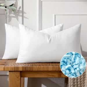 MIULEE Shredded Memory Foam Pillow Inserts, Set of 2 20x30 Premium Filling Decorative Throw Pillows, Soft Support Stuffer for Sofa Bed Living Room