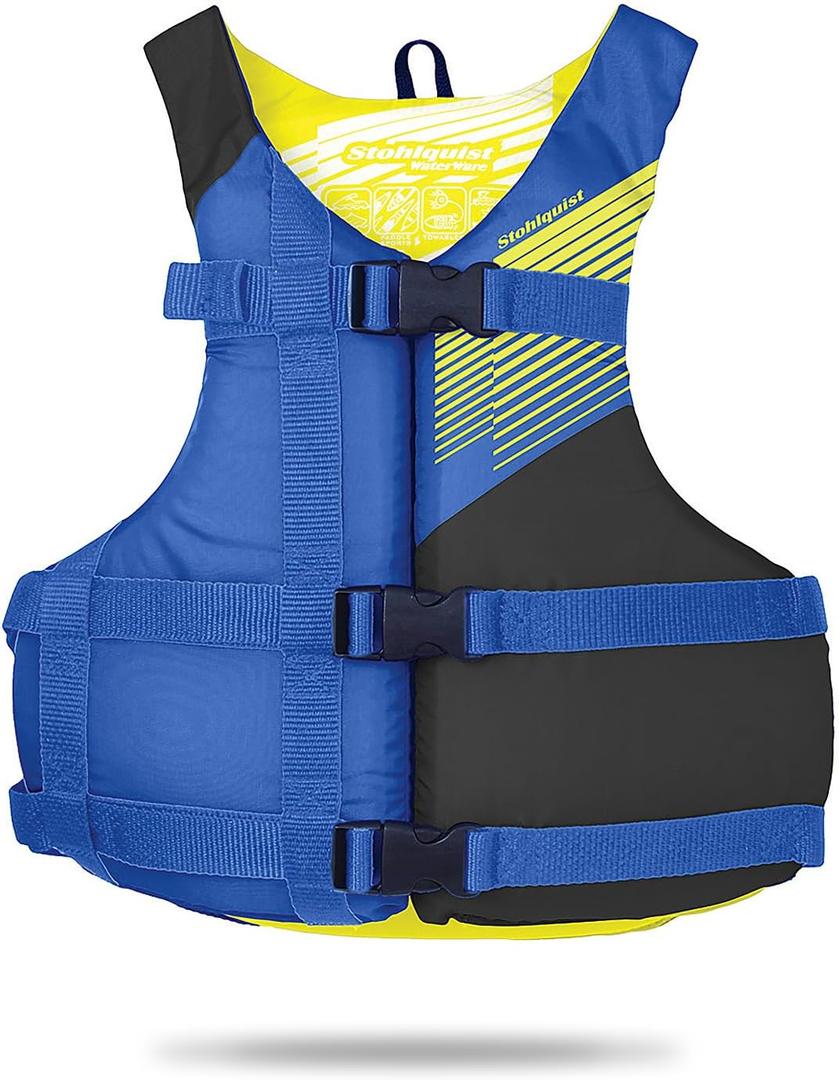 Stohlquist Fit Youth Life Jacket - Coast Guard Approved, High Mobility PFD, Buoyancy Foam, Fully Adjustable for Children Around 75-125 lbs