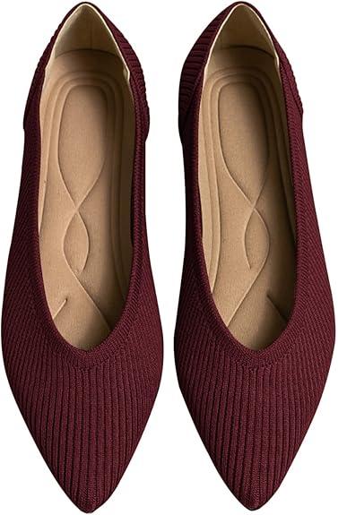Women's Flats Shoes Pointed Toe Knit Ballet Comfortable Dressy Slip On Flat,  39