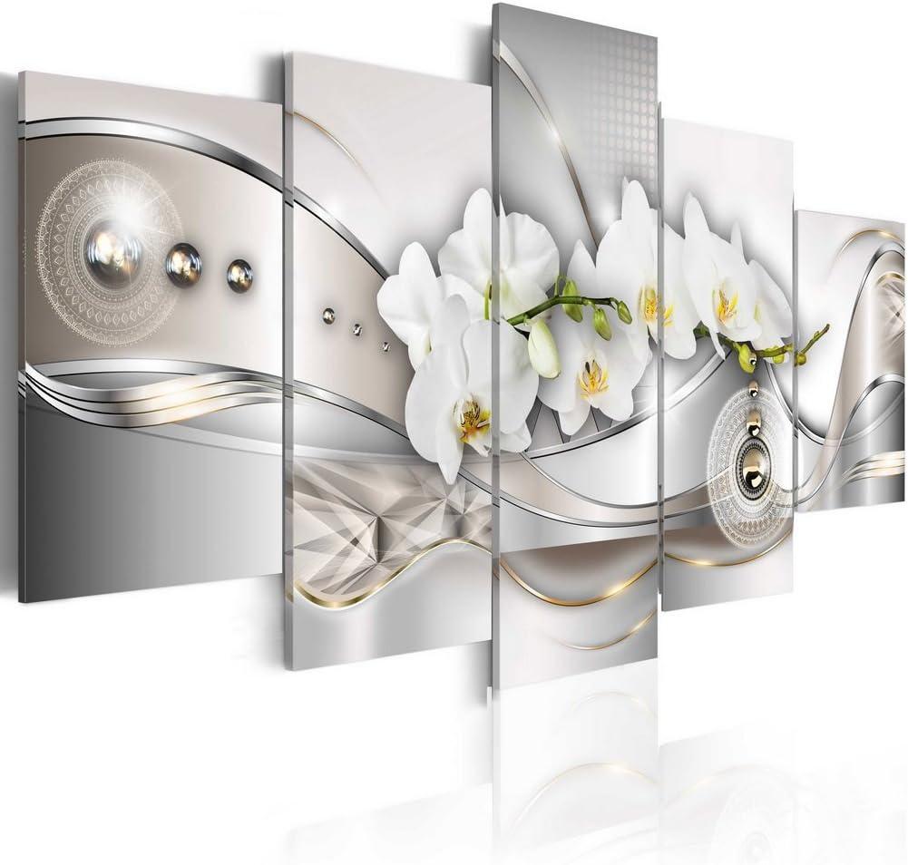 Vibrant Flower Pearl Orchids Canvas Wall Art Modern Decor 5 Pieces Print Painting White Floral HD Picture Bedroom Living Room Framed Ready to Hang