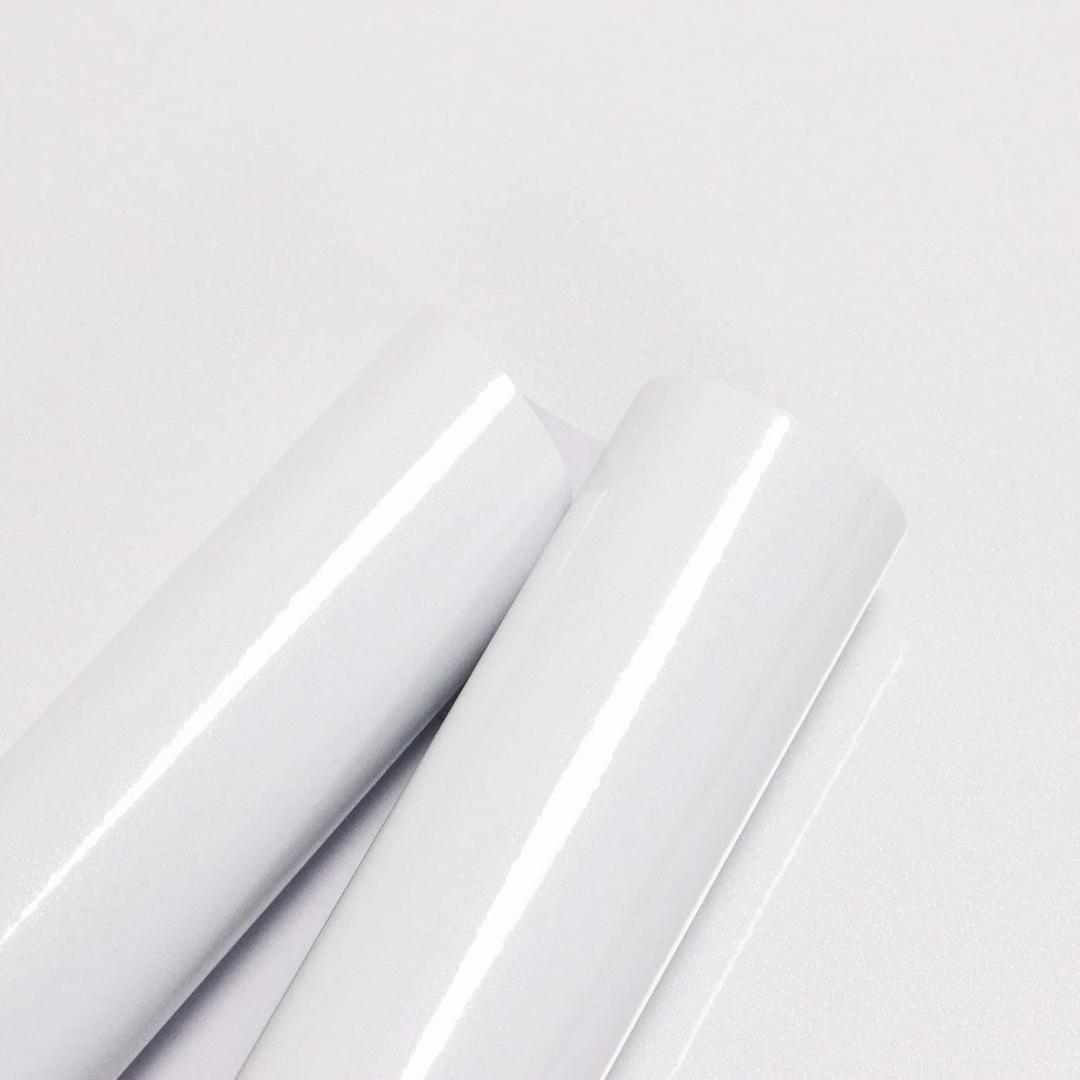 Contact Paper Glossy White for Countertops Removable Contact Paper White Peel and Stick Wallpaper Waterproof Easy to Clean Vinyl Roll Decorative Kitchen Cabinet Table Closet 15.8''118.1''