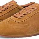 Suede Sneakers for Women Closed Round Toe Non Slip Athletic Shoes | Comfortable Lace-Up Walking Sneakers Casual Retro Lightweight Tennis Shoes