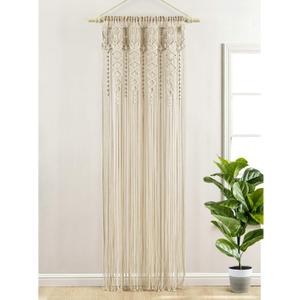 Lush Decor Boho Macrame Textured Cotton Window Curtain Panel, Single Panel, 40" W x 84" L, Neutral - Doorway Curtain - Room Divider, Wedding Or Wall Decor - Boho Curtain - Macrame Curtains For Windows (40"W x 84"L (Pack of 1))