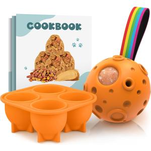 2 x Dog Toys, Orange Scented Interactive Dog Chew Toys, Reduces Anxiety, Easy to Clean, Treat Dispensing, Outdoor Use, Adult Dogs, Large Breed, Natural Rubber, 1 Count