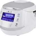 Yum Asia Sakura Rice Cooker with Ceramic Bowl and Advanced Fuzzy Logic (8 Cup, 1.5 Litre) 6 Rice Cook Functions, 6 Multicook Functions, Motouch LED Display, 120V Power (White and Siver)
