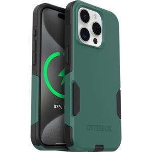 OtterBox iPhone 15 Pro MAX Commuter Series Case Thin, Dual-Layer, Pocket-Friendly, Port Cover Green/Black