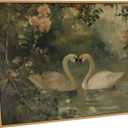 Framed Vintage Canvas Swan wall art Sage Green Print Antique Couple Swan Oil Painting Elegant Animal Pictures Wall Decor Farmhouse Aesthetic Wall Decor for Living Room Bedroom Farmhouse Home