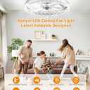 Ceiling Fans with Lights and Remote Low Profile Flush Mount LED Ceiling Fan with Lights 3000K-6500K Dimmable Foldable Fandelier Light 6 Wind Speeds Night Light for Bedroom Living Room White