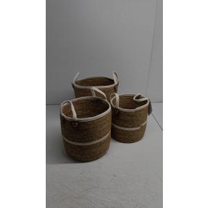 Brown With White Lining Basket 3Pcs
