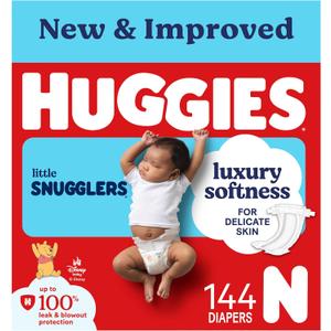 Huggies Size Newborn Diapers, Little Snugglers Baby Diapers, Size Newborn (up to 10 lbs), 144 Count