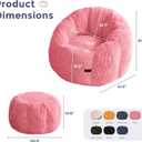 MAXYOYO Giant Bean Bag Chair with Ottoman, Pumpkin-Shaped Bean Bag Sofa with Footstool, Oversized Boneless Couch Chair in a Box, Comfy and Lazy Lounge for Dorm, Living Room, Bedroom, Pink, Floor Sofa with Ottoman