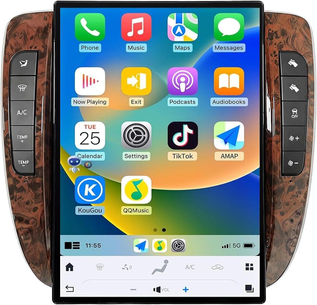 Qualcomm Car Radio for GMC Yukon Chevrolet Silverado Tahoe Suburban 2007-2013 Radio Carplay Android Auto Upgrade 8+128G Android 13 13.8 Inch 2K Screen WiFi GPS BT5.0 FM/AM Backup Camera(for Auto AC)