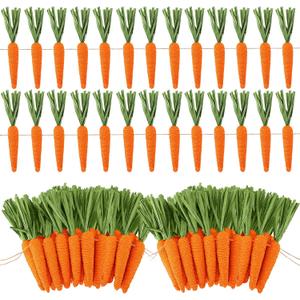 3 Pack Easter Garland Decor 36 Pcs Artificial Carrot Ornaments 25.5ft Hanging Carrot Banner for Mantel Fireplace Kitchen Party Decorations(Orange,7.5 Inch,Cute Style)