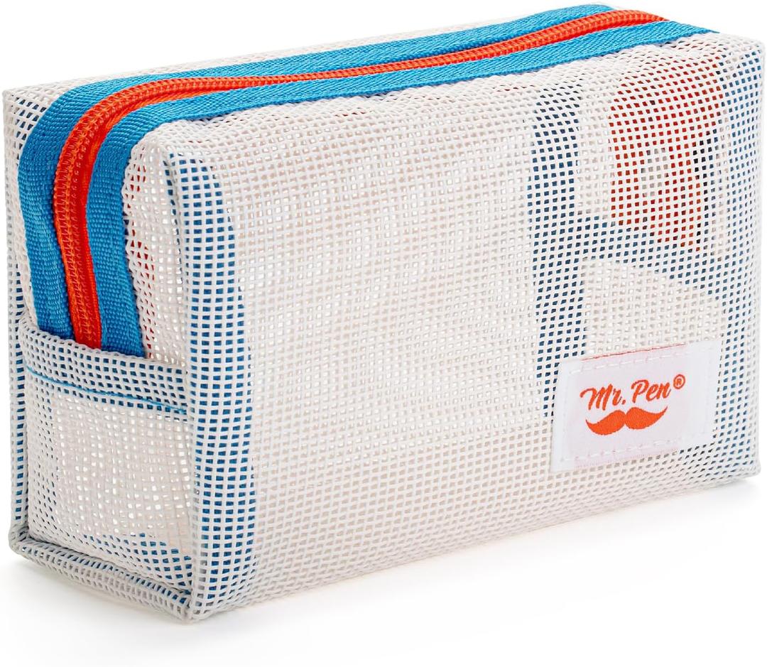 Mr. Pen- Mesh Pencil Case, White, Mesh Zipper Pouch Bags with Zipper Pouches for Organization, Cosmetic Bag, Purse Pouch