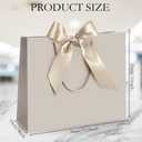 Silkfly 12 Pcs Thank You Gift Bags with Handle 12x10x4'' Welcome Elegant Gifts Bag with Bow Ribbon for Mother's Day Wedding Graduation Bridesmaid Baby Shower Birthday Housewarming (Champagne)