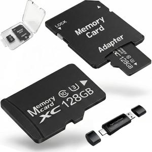 128GB 2-Pack MicroSDXC Cards with SD Adapter & USB Reader, U3 V30 Standard Speed, High-Endurance TF Cards for Dash Cam & Security Camera, 4K Ready