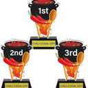 DoubleFill 3 Pcs Chili Cook Off Trophies 1st 2nd 3rd Place Medals 5 Inch Acrylic Chili Cook Off Prizes with Base Medal Decoration for Table Pepper Decor