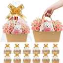 Surgifuly 12 Pack Baskets for Gifts Empty Bulk Kraft Empty Gift Basket Kit, Gift Bags With Handles DIY Kit for Packages Wrapping Wedding Party (Gold)