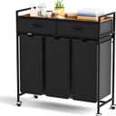 Laundry Sorter with 3 Section Pull Out Bags Rolling Laundry Basket Organizer with 2 Drawers Laundry Hamper with Shelves and Wheels for Laundry Room, Bathroom, Bedroom Organization