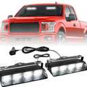 HLauto 2002L Emergency Dash Strobe Lights: 2x8.5 inch White Safety Lights, 48 LED Flashing Warning Hazard Windshield Visor Traffic Light Bars for Trucks, Construction Vehicles