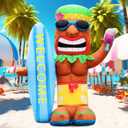 DomKom 5FT Tiki Luau Inflatables, Tiki with Surfboard and Wine Glass, Hawaiian Summer Tropical Beach Blow up Party Decor Party Giant Yard Decoration, Outdoor Built-in LED Lights Lawn Holiday Outside