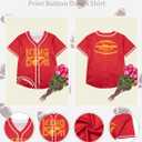 Game Day Shirt Football Jersey - Women Print Button Down Shirt Funday Football Mom Short Sleeve Tops (L)