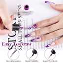 4 x JODSONE Dark Purple Swirl Nail Art Liner Gel Polish,10ml Classic Color 3D Nail Art Pens Effect Nail Print Design with Thin Brush for French Tips Manicure Painting DIY at Home - LB17