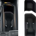 2PCS Silicone Central Console Cup Holder & Storage Mat Console Insert Organizer for 2024 2025 2026 Toyota Grand Highlander/Hybrid, Anti-Slip Waterproof Storage Accessories (Black)