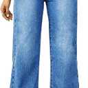 FUNUCA Straight Leg Jeans for Women,High Waisted Wide Leg Loose Microelastic Boyfriend Denim Pants (Blue, 8 Regular)