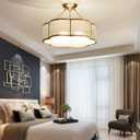 Modern Semi-Flush Ceiling Light Fixture,Decorative Floral Flush Mount Chandelier,Flower Shaped Glass Ceiling Lamp,Close Ceiling Light Fixture for Bedroom Living Room Dining Room, Small