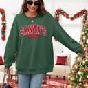 LUKYCILD Christmas Vibes Sweatshirt Women Merry Christmas Shirt Xmas Long Sleeve Shirt Winter Holiday Sweatshirts (Medium, Green2-santa)