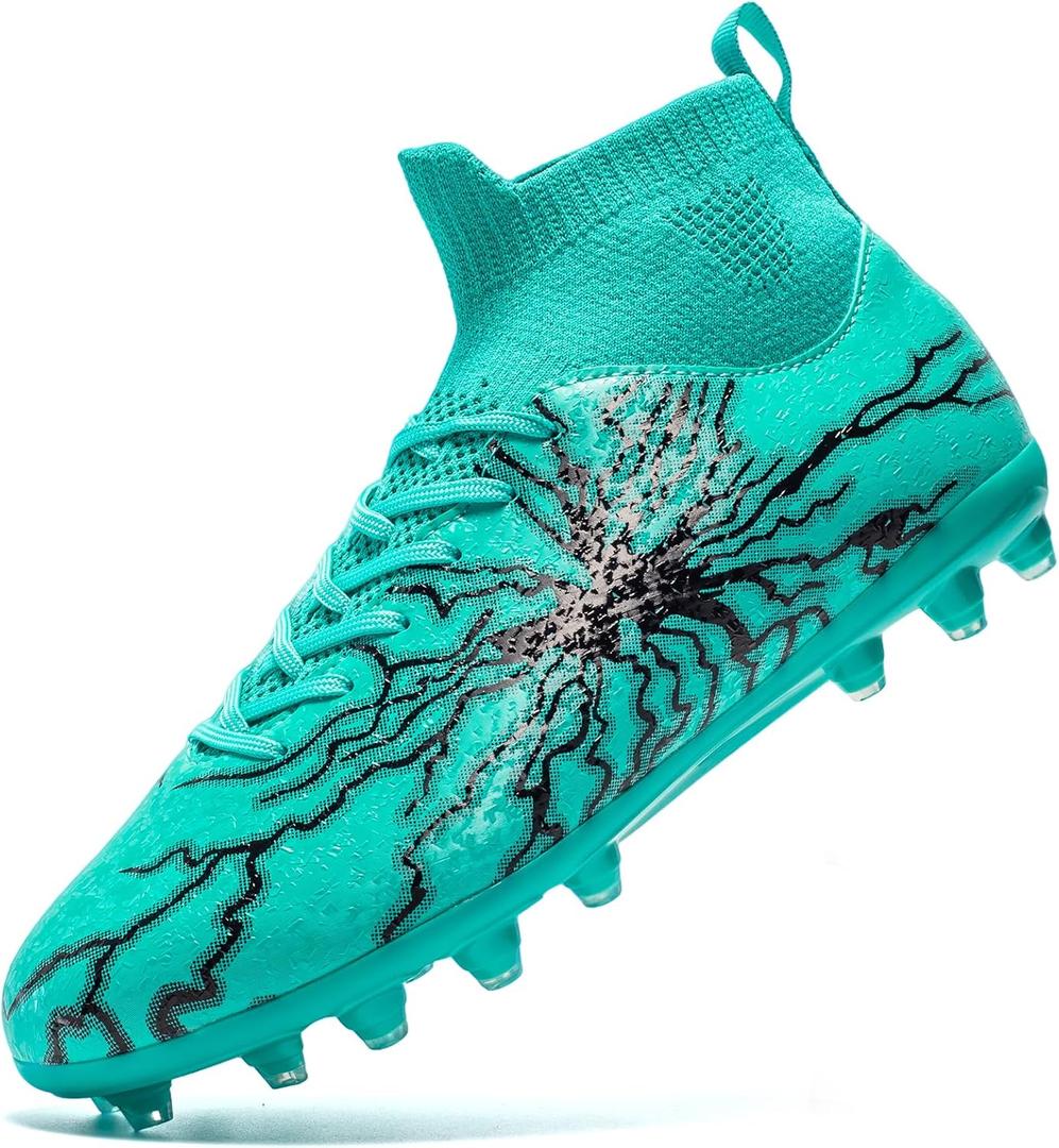 Kids Soccer Cleats Boys Girls Training Football Cleats Youth High-top Soccer Shoes for Little/Big Professional Athletic Outdoor Football Shoes, Size 5 1/2