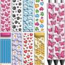 Peacoblue UV DTF Pen Wraps Transfer Sticker 3D Stereoscopic Pattern - 48pcs Waterproof HD Print UV DTF Pen Adhesive Decals for DIY Pencil Pen Decorative Crafts Gifts Giving for Mothers Day