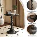 Funecy Metal Small End Table,Vintage Matte Black Round Side Table Nightstand for Bedside or Sofa,Small Accent Pedestal Table for Living Room Corners Bedroom Patio and bar (Matte Black)