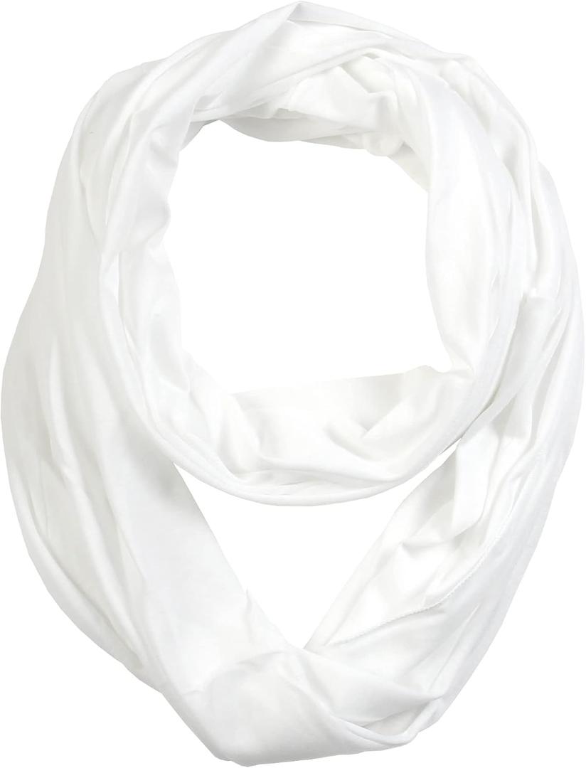 Super Soft Cotton Blend Lightweight Solid Color Multi Loop Infinity Scarves (White)