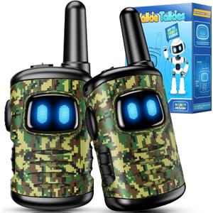 Toys for 3-8 Year Old Boys: comedyfun Mini Robots Walkies Talkies 2 Pack Easter Birthday Gifts for 3 4 5 6 7 8 Year Old Boys Grandkids Toys Age 5 6 7 8 Basket Stuffers Hiking Camping (Green Camo)