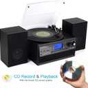 DIGITNOW Bluetooth Record Player Turntable with Stereo Speaker, LP Vinyl to MP3 Converter with CD, Cassette, Radio, Aux in and USB/SD Encoding, Remote Control, Audio Music Player Built-in Amplifier