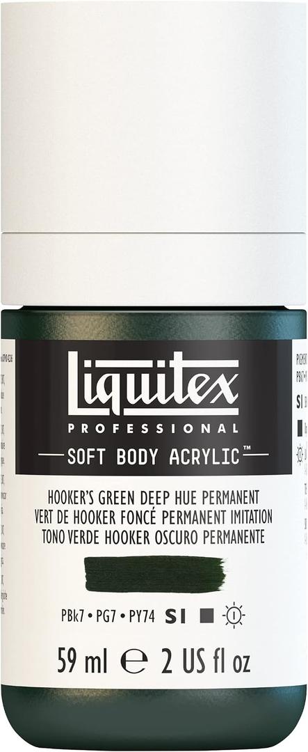 Liquitex Professional Soft Body Acrylic Paint, 59ml (2-oz) Bottle, Hooker's Green Deep Hue Permanent