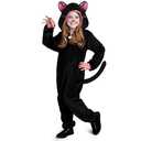 Spooktacular Creations Halloween Black Cat Costume, Girls Black Cat Jumpsuit, Child Animal Zip-Up Hooded Romper for Halloween Dress Up Costume Themed Parties