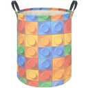 FXOLCSHE Toy storage basket,Building block toy storage basket,Nursery laundry hamper,Waterproof foldable laundry basket for kids,Clothes Organizer Basket,Toys Box,Room Decor(Blocks)