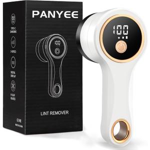 Rechargeable Fabric Shaver,Lint Remover with Digital Display,Electric Portable Sweater Shaver Lint Shaver with 3 Speeds,6 Leaf Blades,Remove Pilling from Clothes,Furniture, Couch, Sweater, Blanket